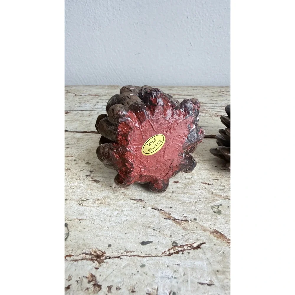 Vintage Dennis East International Pine Cone Tealight Candle Holders Set 2 CSGC